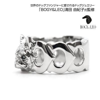 ふるさと納税 南アルプス市 純プラチナ製(Pt999) 『フレンチブルドッグ』ブラックダイヤ入りリング 17号 |  | 01