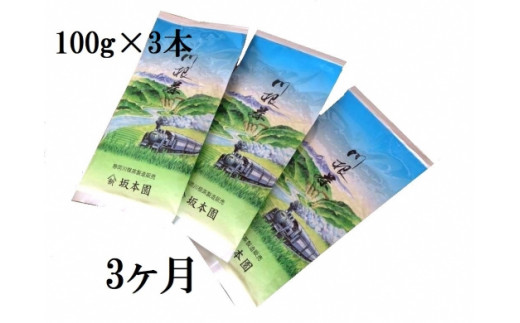 
20-4 お茶 定期便 茶葉 静岡 100g×3本×3ヶ月連続 / 川根 自家用煎茶900g
