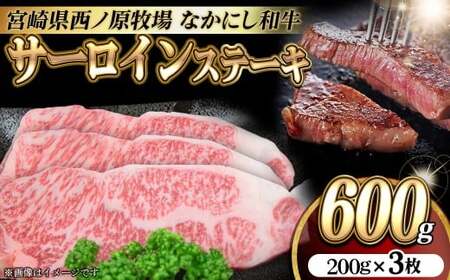 宮崎県西ノ原牧場・なかにし和牛サーロインステーキ 600g（国産 牛肉 肉 宮崎牛 黒毛和牛 お肉 サーロインステーキ なかにし和牛 ステーキ)