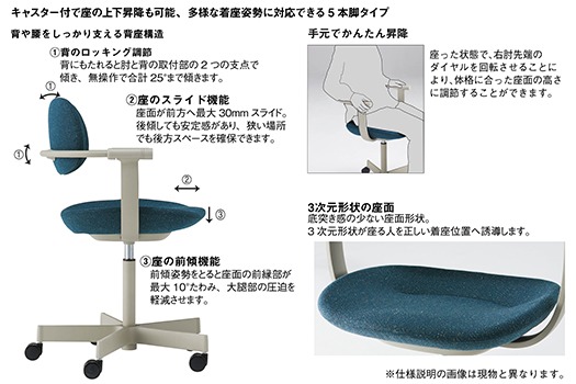 イトーキ『バーテブラ03』5本脚  抵抗付きウレタンキャスター KS張地：マスタード(KG825KSM1L44CF)【EI144U】