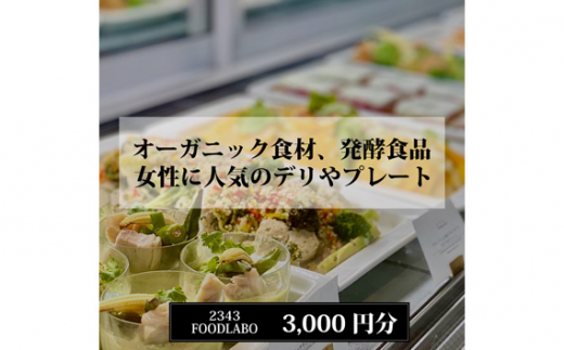 
No.822 2343FOODLABO 特別ご利用券A ／ オーガニック 発酵食品 健康 お食事券 神奈川県
