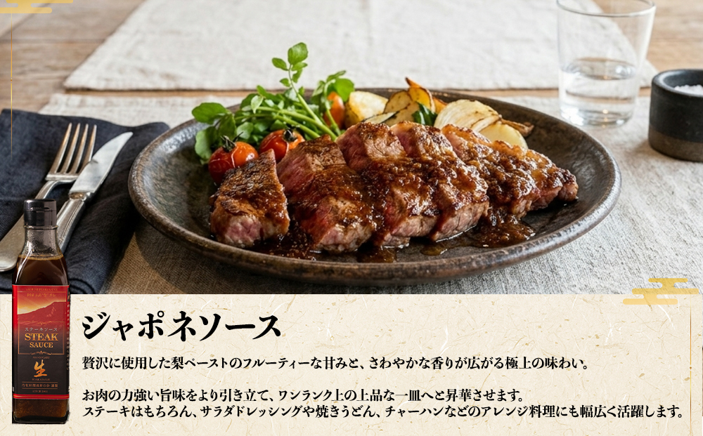 ソース2種セット ステーキソース 1本 ジャポネソース 2本 200ml 計3本 肉料理 肉 ドレッシング 和え物 内牧料理維新の会 肉 野菜 阿蘇プラザホテル 親和苑 熊本県 阿蘇市