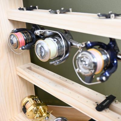 ふるさと納税 横手市 ロッドスタンド両面19本掛け+リールスタンド両面Mサイズ /本体:ナチュラル　フェルト:ブラック |  | 02