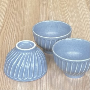 【美濃焼/みずなみ焼】タック茶碗 3個セット(ブルーグレー)【1573238】