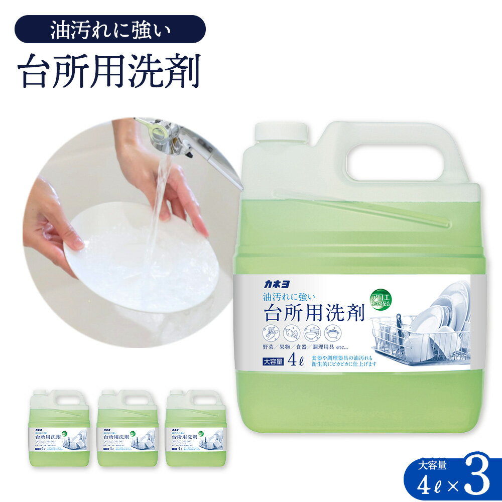 【ふるさと納税】カネヨ石鹸　台所用洗剤　4L×3個　【11218-0837】 カネヨ石鹸 ドウシシャ 埼玉県 深谷市 送料無料 ギフト プレゼント 贈り物