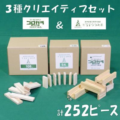 ふるさと納税 三股町 みやざきスギのつみき　コロカラ&amp;からからつみき3種類クリエイティブセット252P【B-1710】