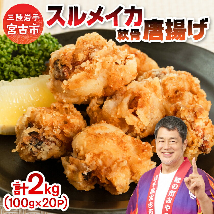 【ふるさと納税】スルメイカ軟骨唐揚げ100g×20パック(2kg)【配送不可地域：離島】【1668739】