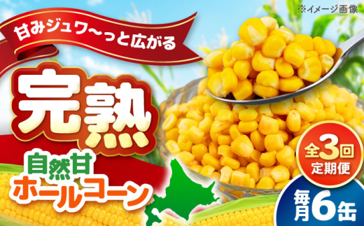 【全3回定期便】【北海道産】 自然甘ホールコーン 6缶（C7号缶）《喜茂別町》【きもべつ観光協会】 コーン コーン缶 とうもろこし トウモロコシ 北海道 常温 常温配送 [AJAG032] 15000 15000円