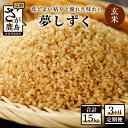 【ふるさと納税】【3か月定期便】佐賀県産 夢しずく 玄米 5kg×3回 合計15kg 《3ヶ月連続 毎月お届け》定期便 3回発送 毎月1回 米 お米 九州 国産 九州産 鹿島市 送料無料 D-66