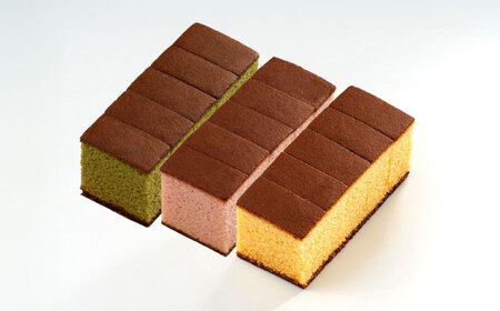 幸せのカステラ0.3号 3種セット（プレーン・いちご・抹茶）[OBS013]