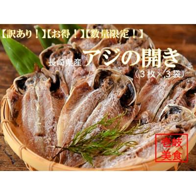 ふるさと納税 壱岐市 【訳あり】【数量限定】長崎県産あじの開き(3枚×3袋)