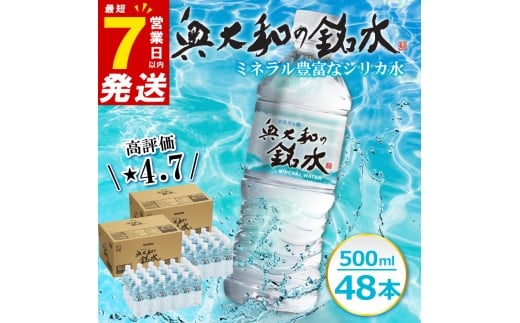 
            ＼最短7営業日以内発送／ 水 ミネラル ウォーター 奥大和の 銘水（ 月ヶ瀬 の水 ）『 500ml × 48本 セット 』シリカ 水 軟水 賞味期限2年 長期間保存可能 おいしい水  飲料水 みず ミネラル 美容 備蓄 防災 長期保存 長期保存用 ミネラルウオーター 奈良県 奈良市 I-98
          
