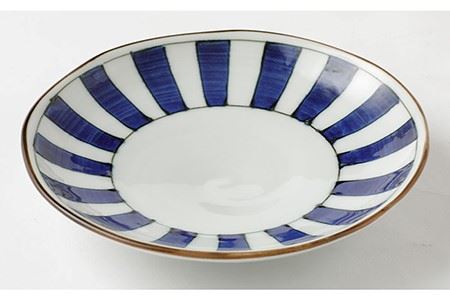 【波佐見焼】 染シリーズ プレート M/L ペア 4枚 幾何紋 短冊 食器 皿 【山下陶苑】 [PC14] 波佐見焼