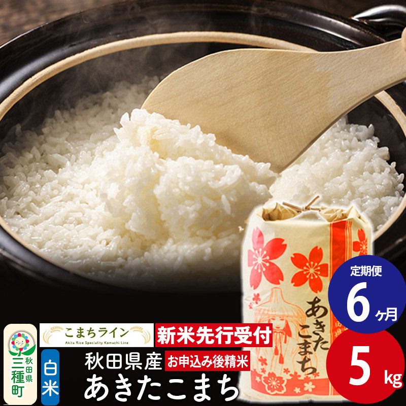 《新米先行受付》《定期便6ヶ月》【白米】あきたこまち 5kg 秋田県産 令和6年産  こまちライン