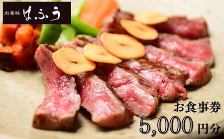 【肉専科はふう】お食事券 5,000円分（ステーキ/ビフカツ）