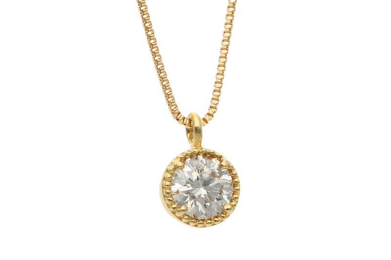 【ジュエリーの街甲府市】18金 ダイヤモンドミル打ちネックレス(0.3ct)