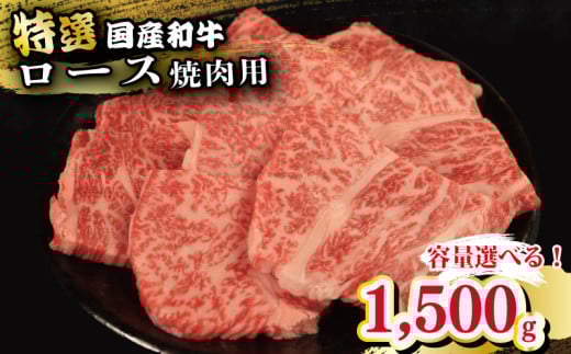 牛肉 特選 ロース 焼肉用 1.5kg えらべる容量 焼肉 国産和牛 和牛 焼き肉 赤身 にく ぎゅう うし バーベキュー BBQ やきにく お祝い イベント パーティー おかず おつまみ 贈答 プレゼント 徳島県 吉野川市