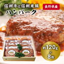 【ふるさと納税】 ハンバーグ ( 約 120g × 8枚 ) 信州牛 信州米豚 冷凍 高級 【配送不可地域：離島】 ギフト プレゼント 贈り物 送料無料 【1291109】