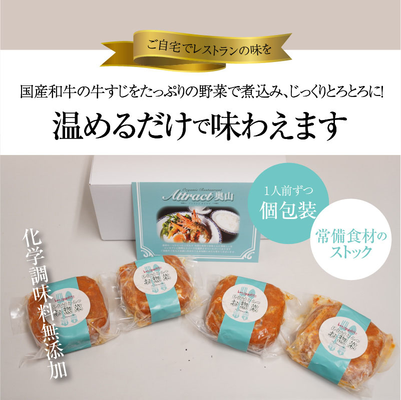 碧南DELIシリーズ お肉惣菜 無添加 とろける牛すじカレー 約800g(200g×4食) 洋食 カレー 国産 和牛 牛肉 中辛 野菜 煮込み　H080-037