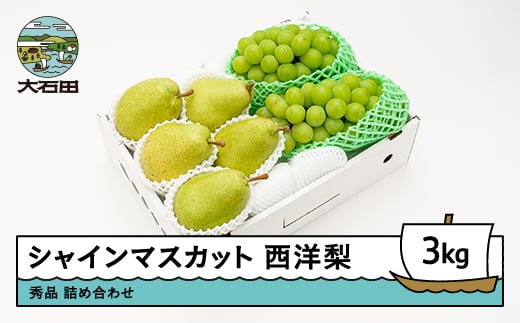 【先行予約】 シャインマスカット 西洋梨 秀品 詰め合わせ 3kg 2026年産 令和8年産 山形県産 送料無料 ぶどう 梨 洋梨 果物 フルーツ セット アソート ※沖縄・離島への配送不可 ns-fssyx3