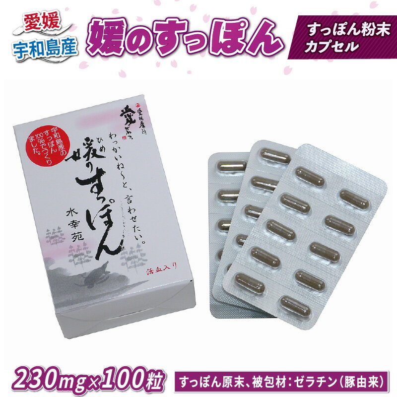 【ふるさと納税】 ＼10営業日以内発送／ すっぽん 媛のすっぽん 230mg×100粒 水幸苑 すっぽん粉末 すっぽん100％ スッポン カプセル サプリ 栄養補給 滋養強壮 コラーゲン サプリメント 美容 疲労回復 活動サポート スタミナ 健康 産地直送 国産 愛媛 宇和島 D045-103007