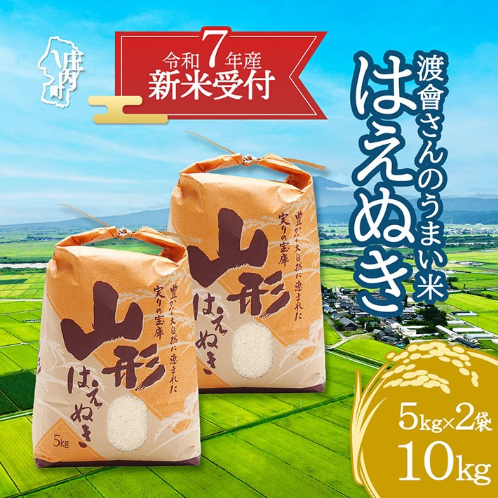 【新米受付 10月発送】R7年産 渡會さんのうまい米！はえぬき10kg（入金期限：2025.9.15）
