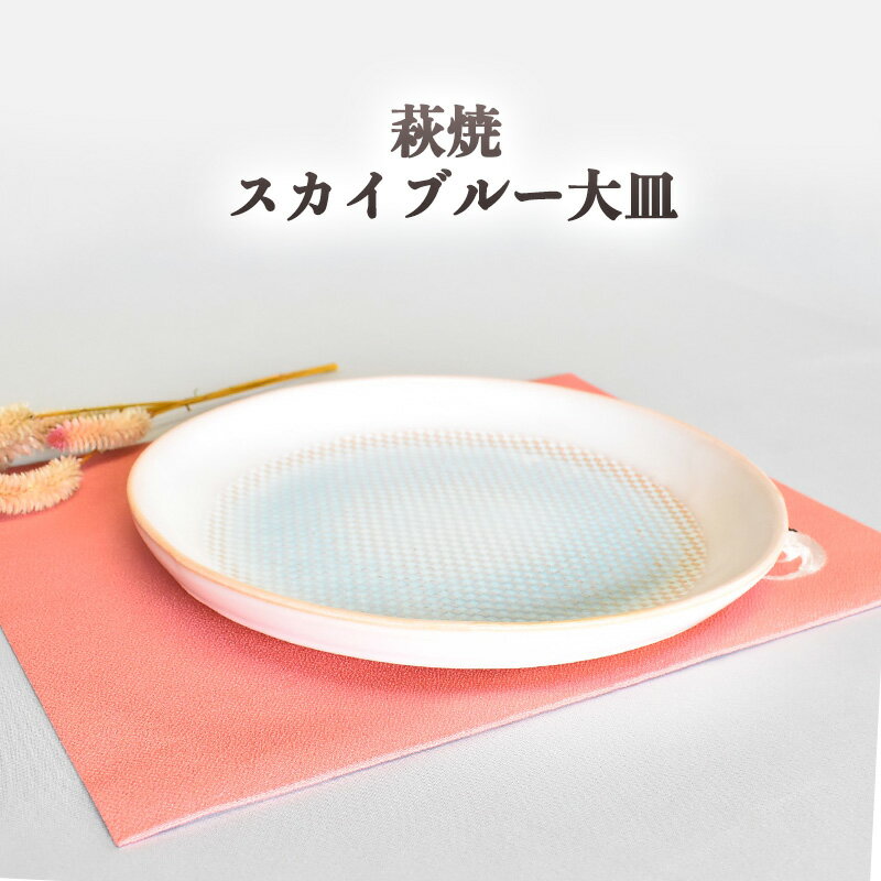 【ふるさと納税】萩焼 スカイブルー大皿 和食器 皿 大皿 和皿 丸皿 おしゃれ お洒落 食器 おしゃれ食器 和風食器 器 うつわ お皿 陶器 ギフト 人気 モダン 和モダン かわいい 山口県 萩市 日本製 贈り物 プレゼント 上品 高級感 かっこいい 国産 結婚祝い 水色 ブルー 模様