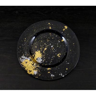 ふるさと納税 海南市 ディナープレート33　古代塗り金箔漆黒