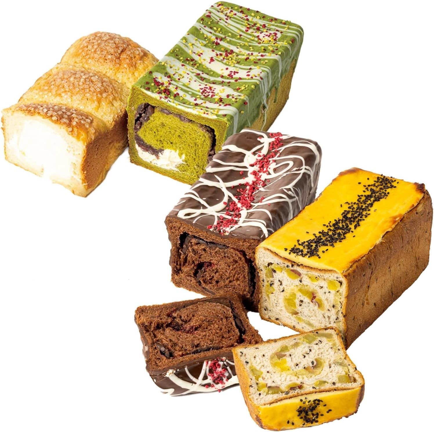 
                  高級食パン 4種4本 食べ比べセット プレミアムシリーズ（4種のチーズ食パン／抹茶あずき＆マスカルポーネ食パン／どっぷり贅沢チョコ食パン／どっしり濃密芋だらけ食パン）4本セット チーズ 抹茶 チョコ さつまいも
                