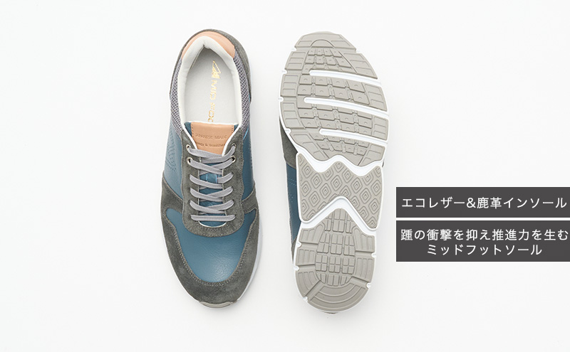 MIDFOOT ( ミッドフッド ) 紳士靴 レザースニーカー MF001JM ( グレー ) 4E 27.5cm