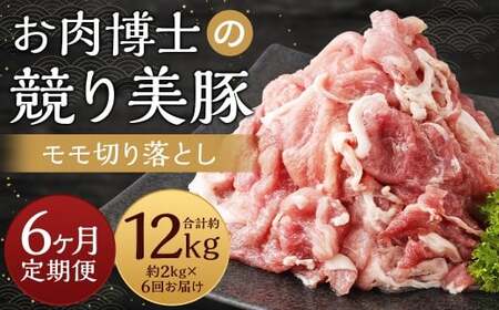 【全6回定期便】長崎県産「競り美豚」 モモ 切り落とし 2kg (500g×4) ／ 競美豚 競り美豚 肉 国産 豚肉 もも もも肉 肉のマルシン 長崎県 長崎市