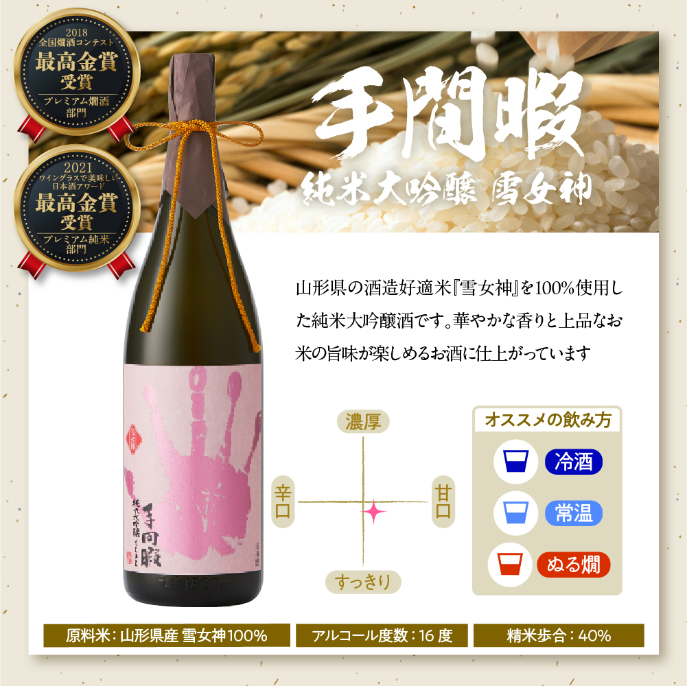 六歌仙　手間暇【雪女神】1,800ml　純米大吟醸　hi003-hi019-022r_イメージ3