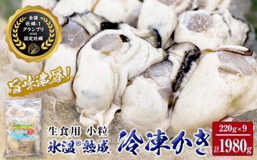 牡蠣 氷温熟成 冷凍 かき ( 生食用 ) 小粒 220g × 9パック 約 2kg サロマ かき 冷凍かき カキ 冷凍牡蠣 個包装 国産 北海道 サロマ湖産 生 剥き牡蠣 濃厚 旨味 むき身 おつまみ 海鮮 魚介 貝 バラ バラ冷凍 生食 宮城 宮城県 石巻 石巻市 送料無料