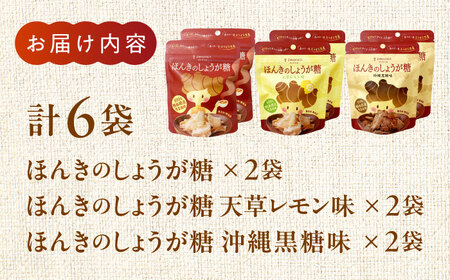 ほんきのしょうが糖 3種類 味違い セット 計6袋 / しょうが糖 沖縄黒糖味 天草レモン味 各2袋 チャック付き【ジンジベル】[AYAD012]