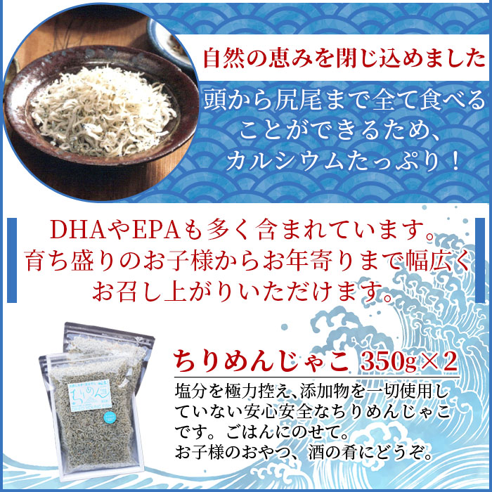 ＜訳あり ちりめん 合計700g（350g×2袋）＞ しらす シラス干し じゃこ 天日干し 無添加 ごはんのお供 セット わけあり チャック付き 愛媛県 西予市