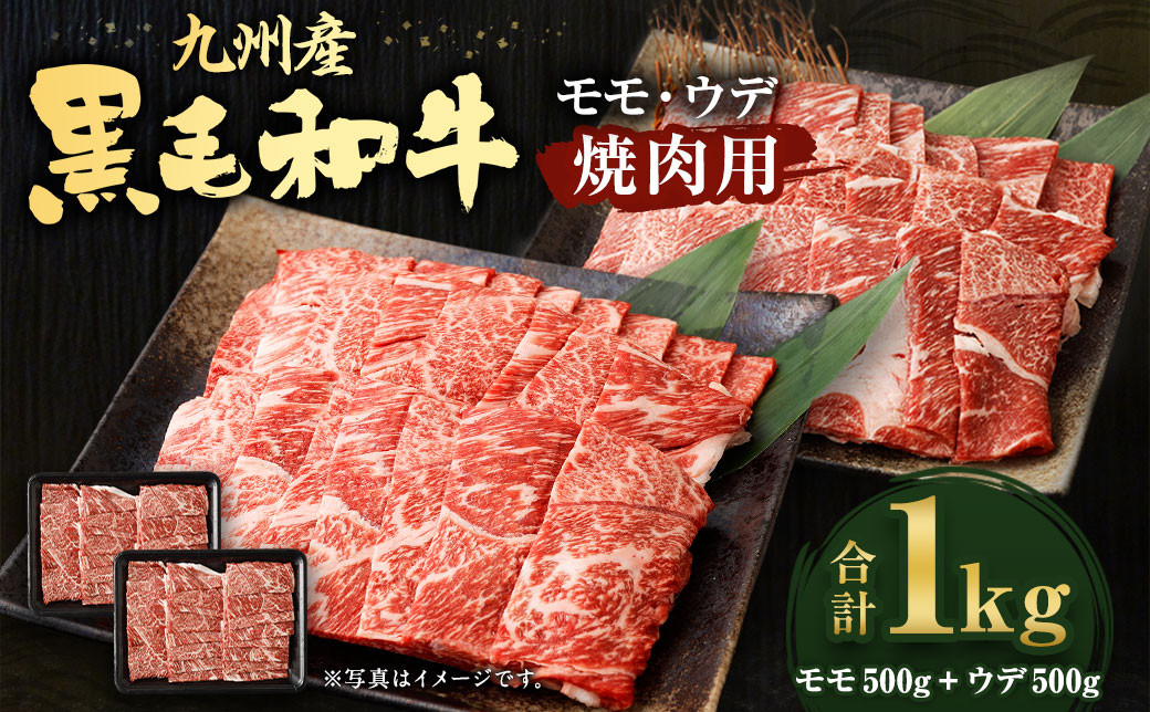 九州産 黒毛和牛 焼肉用 モモ ウデ 各500g 計1㎏ 国産