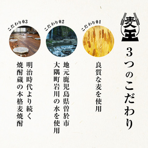 ＜定期便・全3回(連続)＞ 鹿児島本格 焼酎 麦王パック (1.8L×6本×3回)【岩川醸造】T7-v02