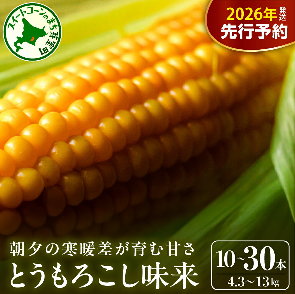 【ふるさと納税】【先行予約】 とうもろこし 味来 (選べる : 10本 / 15本 / 20本 / 30本 )【2026年7月下旬～8月上旬頃配送】 北海道産 朝獲れ スイートコーン ハニーバンダム みらい とうきび 生 野菜 黄色 産地直送 送料無料 期間限定 数量限定 贈答 北海道 十勝 芽室町