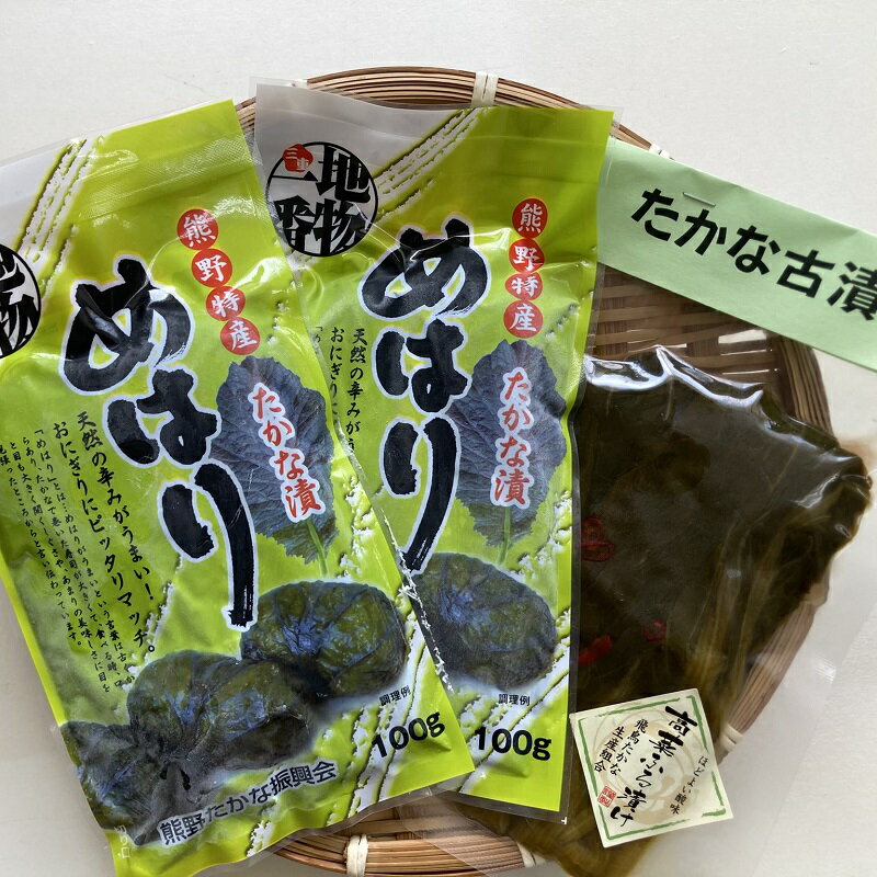 【ふるさと納税】 熊野特産 たかな漬「めはり」100g×3袋 古漬け100g×2袋 【化粧箱入り】
