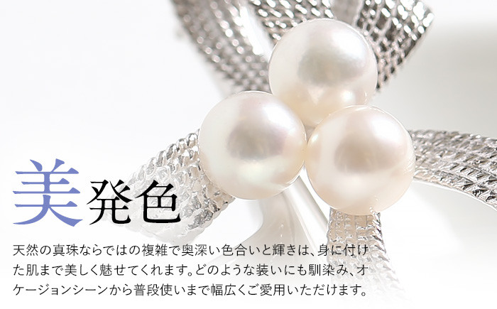 あこや真珠 6.5～7.0mm ブローチ シルバー SV リボン パール 真珠 あこや レディース アクセサリー ジュエリー