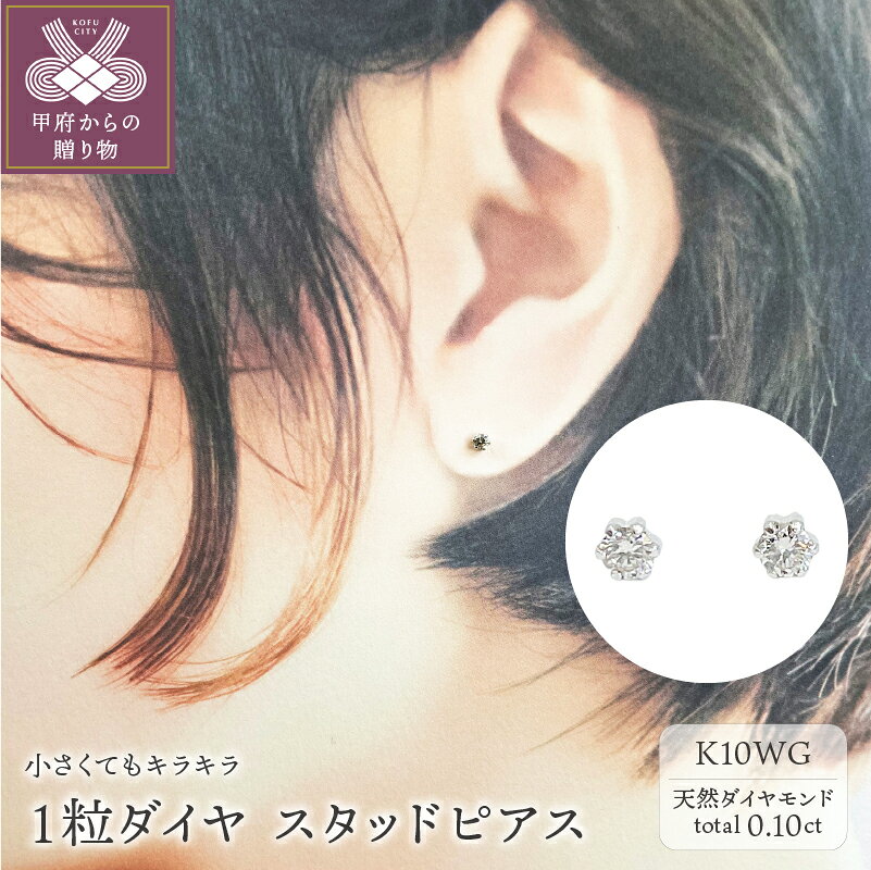 【ふるさと納税】＜ 甲府ジュエリー ＞ ピアス ジュエリー レディース アクセサリー K10 10金 ホワイトゴールド ダイヤモンド 計0.10ct シンプル 一粒ダイヤ ギフト プレゼント ジュエリケース付 鑑別書付 保証書付 認定書付 k131-074