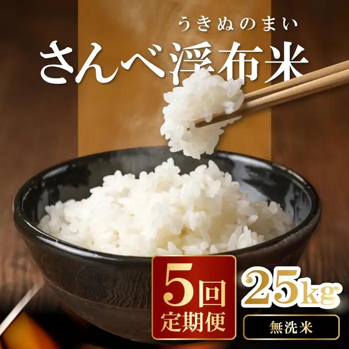 さんべ浮布米（無洗米）定期便（5kg×5回コース）【令和7年産 コシヒカリ 無洗米 5kg 5回 定期 2025年産 こしひかり 5kg×5回 合計25kg 5回定期便 特別栽培米 島根県産 大田市産 減農薬】