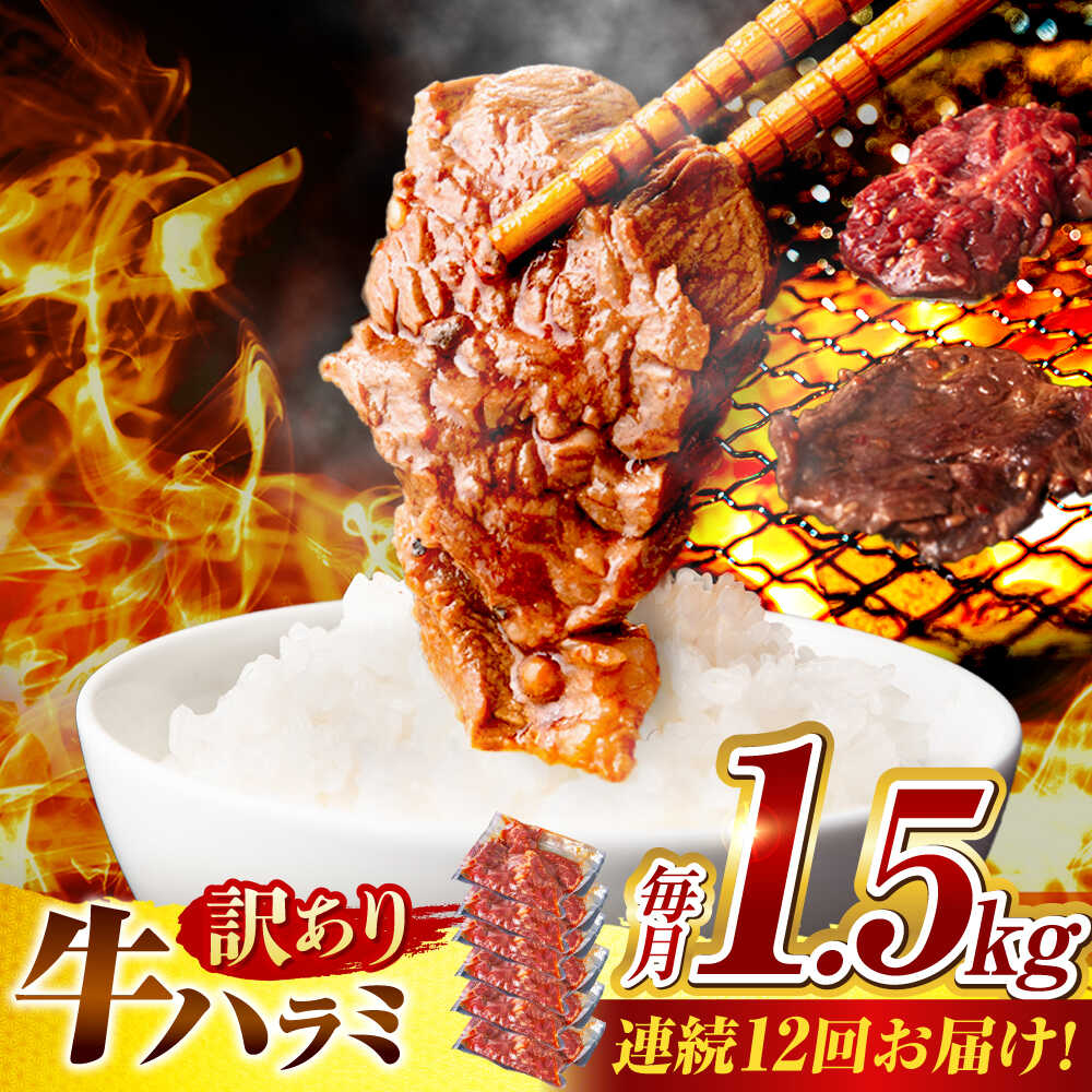 【ふるさと納税】【12回定期便】【訳あり】味付けハラミ 1.5kg(250g×6パック) / ハラミ 牛肉 焼肉 / 御嵩町 / 馬力家[AVBO047]