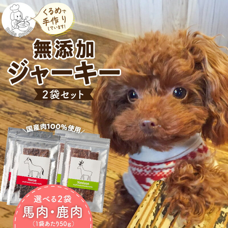 【ふるさと納税】馬肉 鹿肉 ジャーキー 無添加 各50g×2袋 種類 選べる セット 厳選 国産 肉 手作り 鮮度 抜群 こだわり ウエット タイプ 高カロリー防止 ブルズごはん ペット ペットフード ドッグフード 犬用 愛犬用 おやつ 冷凍 お取り寄せ 福岡県 久留米市 送料無料