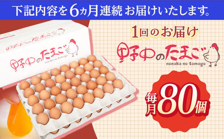 【6回定期便】産みたて新鮮たまご 野中のたまご 80個[OAC008]