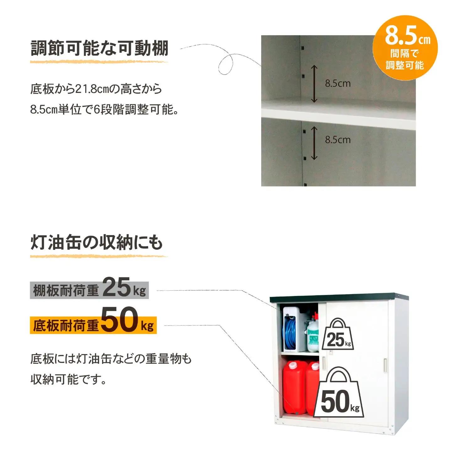 家庭用収納庫92 奥行47×幅89×高さ92cm スチール ライトグレー 組立簡単 グリーンライフ