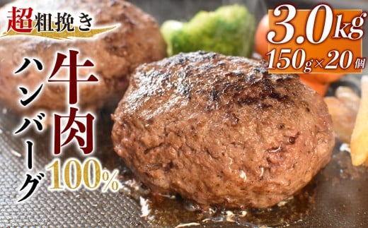 ハンバーグ 150g×20個 計3.0kg 牛肉 100％ 粗挽き ハンバーグ 個包装  戸田塩 寿太郎 みかん お麩 沼津 イチバンバーグ はんばーぐ 静岡