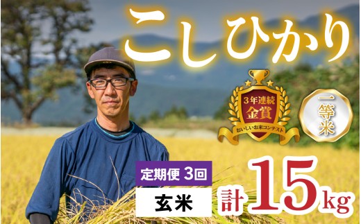 【令和8年産 新米】【3ヶ月定期便】越前大野産 一等米 帰山農園の棚田育ちコシヒカリ 5kg 玄米