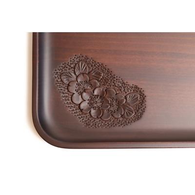 ふるさと納税 長野県 軽井沢彫　角盆　三連桜　長野県伝統工芸品 |  | 01