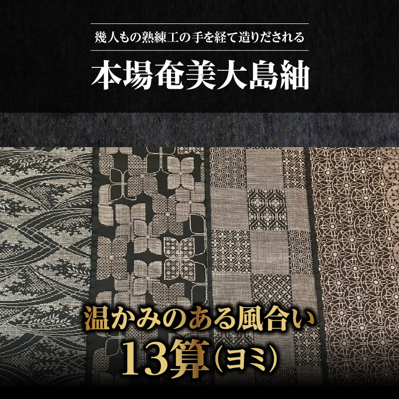 【本場奄美大島紬】温かみのある風合いが特徴の13算 - 本場奄美大島紬 紬 絹織物 絣 伝統的工芸品 絹 反物 和装 着物 泥染め 手織り